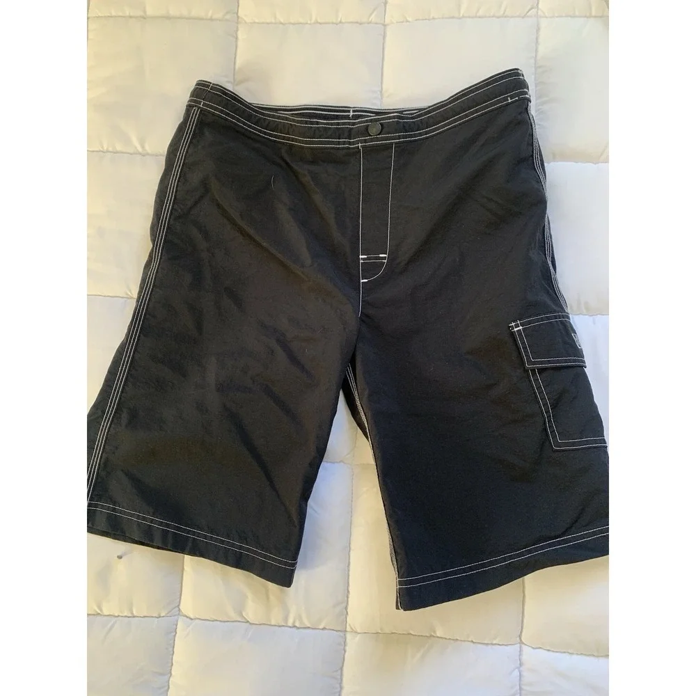 LANDS' END Boys Size‎ Large 12-14 Swim Trunks Suit Mesh Lining Black Swimsuit